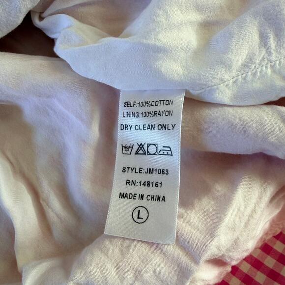 J. Marie Sleeveless Pink Gingham Embroidered Dress Tunic Lined Size Large - Picture 7 of 7